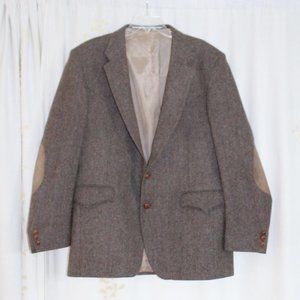 Vintage Farah USA Brown Wool Herringbone Western Blazer 2 Button Sport Coat 44 L
